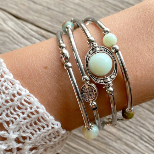 Amazonite Multilayer Boho Wrap Bracelet - SOULZA                                     