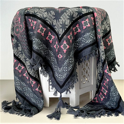 Grey Bohemian Tassel Scarf - SOULZA AUSTRALIA
