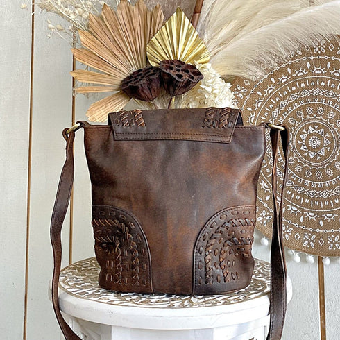 Tiana Vintage Brown Boho Leather Bag - SOULZA AUSTRALIA