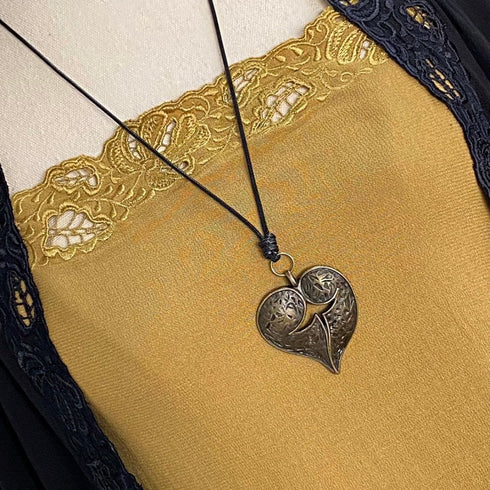 Boho Vintage Antique Bronze Heart Pendant - SOULZA AUSTRALIA