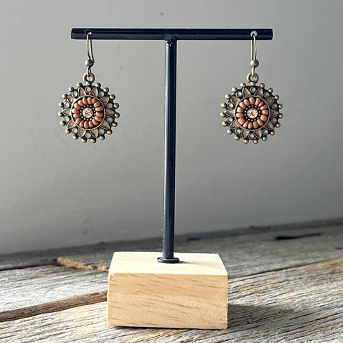 Bronze Diamante Boho Flower Earrings - SOULZA AUSTRALIA