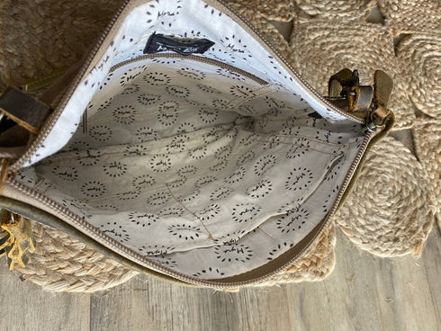 Mocha Boho Leather & Canvas Crossbody Bag - SOULZA AUSTRALIA