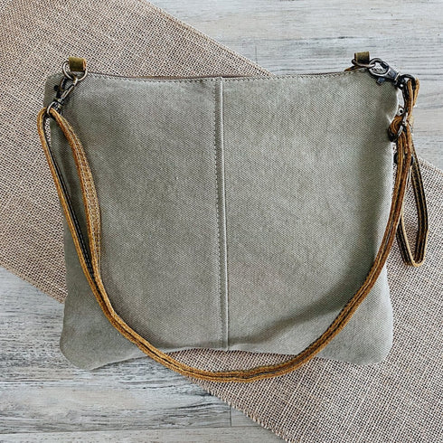 Mocha Boho Leather & Canvas Crossbody Bag - SOULZA AUSTRALIA