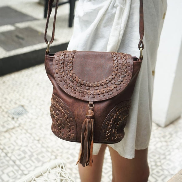 Tiana Vintage Brown Boho Leather Bag - SOULZA AUSTRALIA