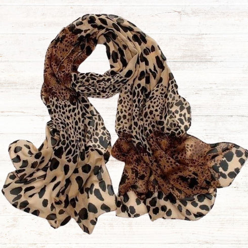 Sophia Chiffon Leopard Print Scarf - SOULZA AUSTRALIA